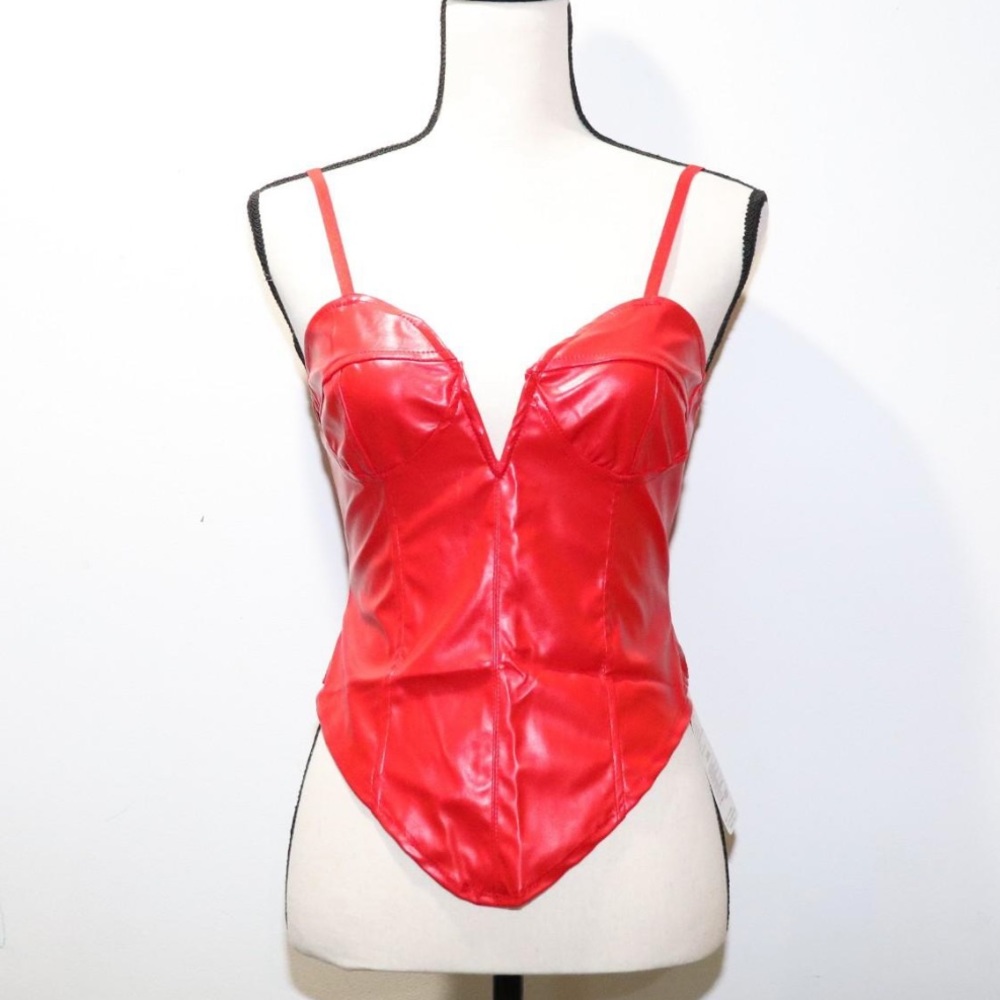 ✠💋Vintage Red PVC/Latex/Vinyl V-Wire Bustier💋✠